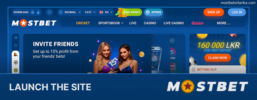 Visit the Mostbet website