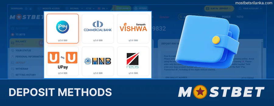 Mostbet deposit methods for Sri Lankan players