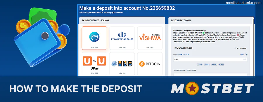Easy first deposit to your Mostbet account