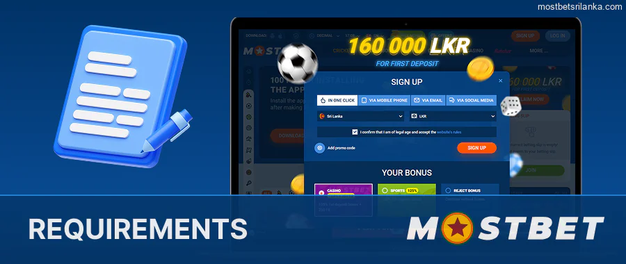 Mostbet registration requirements for Sri Lanka