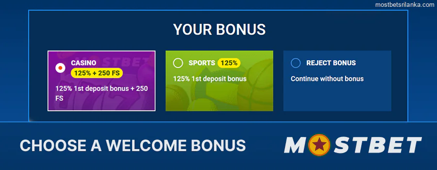 Choose your Mostbet registration bonus and start betting