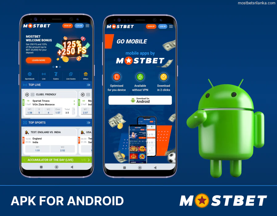 The process of installing the APK file Mostbet